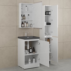 Style Line Мебель для ванной с кварцевой раковиной антрацит Батлер 50 белая Люкс антискрейтч Plus – фотография-4